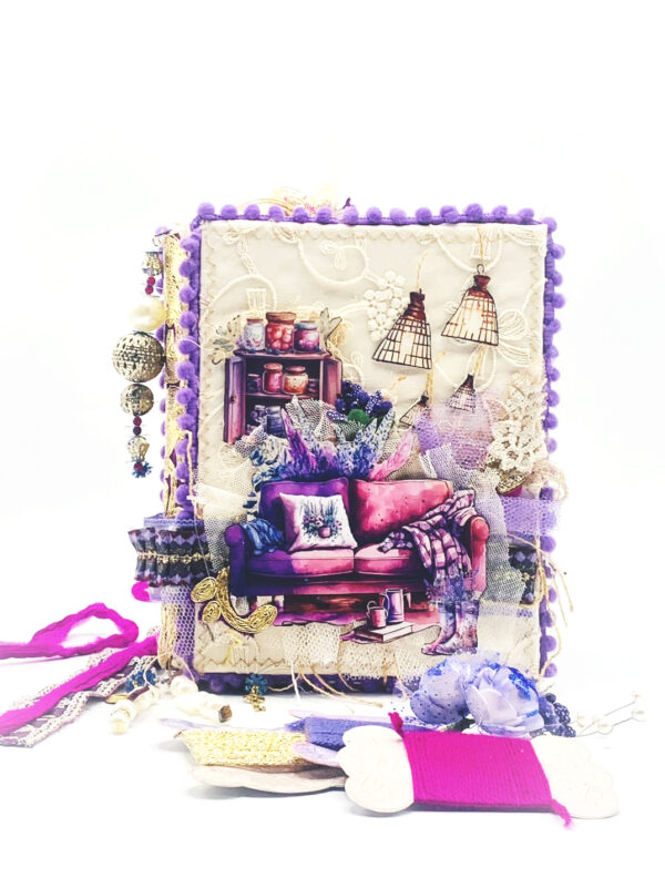 Purple vintage aesthetics handmade junk journal Hardcover Trinketz 3