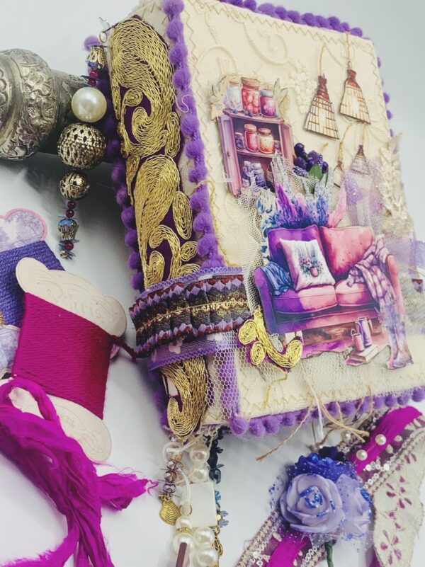 Purple vintage aesthetics handmade junk journal Hardcover Trinketz 15