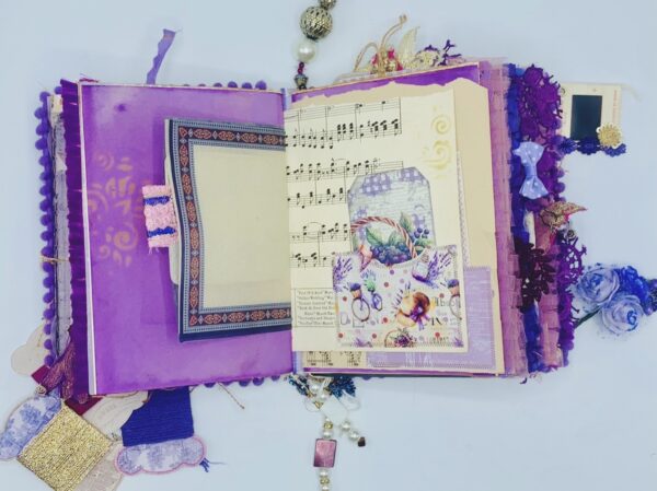 Purple vintage aesthetics handmade junk journal Hardcover Trinketz 14