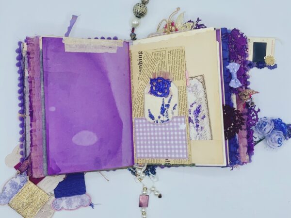 Purple vintage aesthetics handmade junk journal Hardcover Trinketz 13