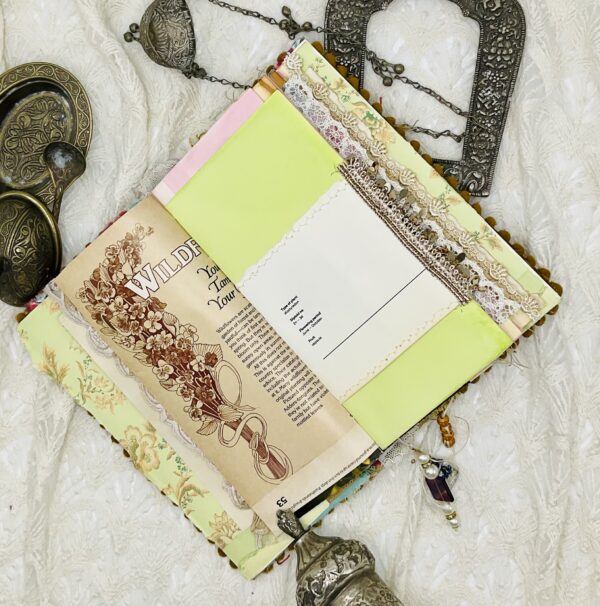 One-of-a-Kind Boho-Style Journal with Traditional Pakistani Embroidery and Vintage Papers Hardcover Trinketz 6