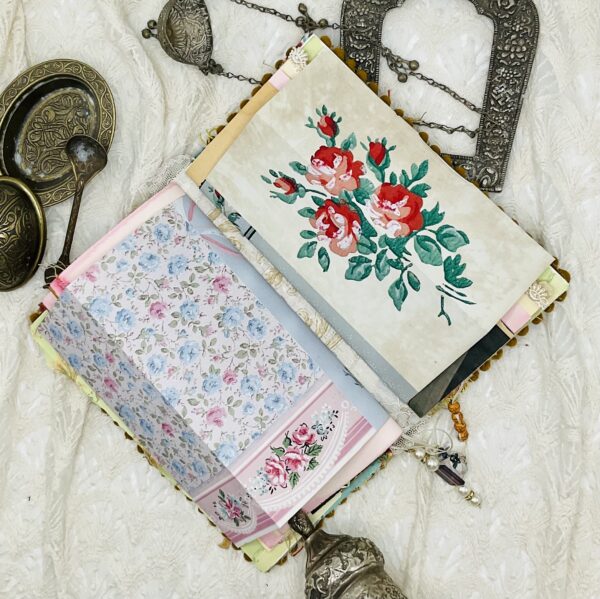 One-of-a-Kind Boho-Style Journal with Traditional Pakistani Embroidery and Vintage Papers Hardcover Trinketz 10