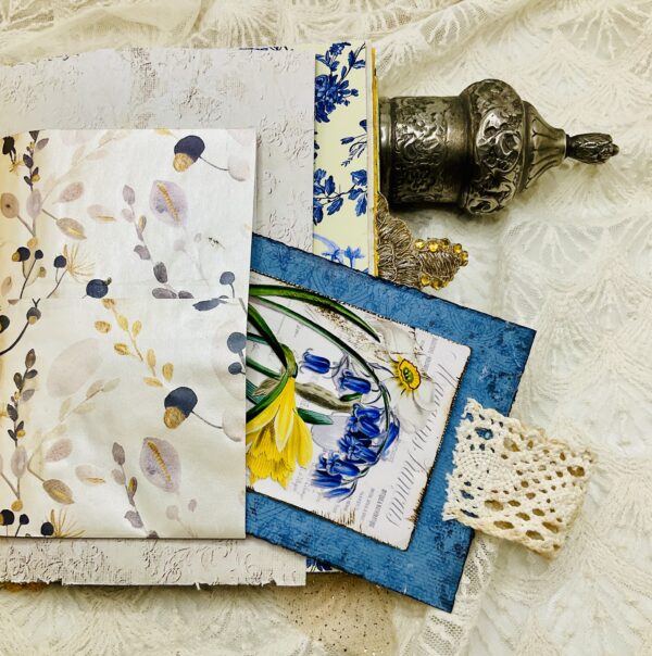 Chinoiserie-Inspired Junk Journal – Vintage Elegance with Floral Charm Hardcover Trinketz 13