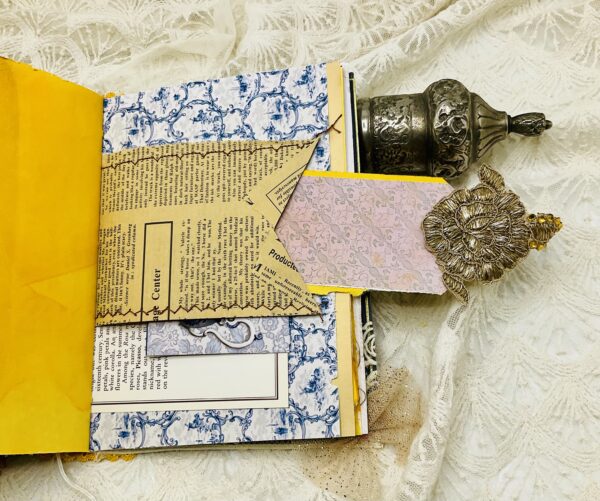 Chinoiserie-Inspired Junk Journal – Vintage Elegance with Floral Charm Hardcover Trinketz 12