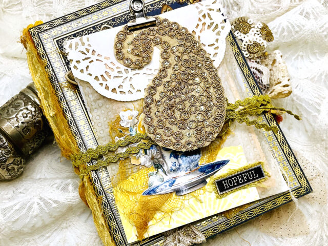 Chinoiserie-Inspired Junk Journal – Vintage Elegance with Floral Charm Hardcover Trinketz