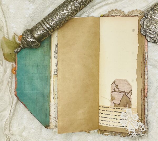Vintage Bird-Themed Tall Junk Journal with Gold Embroidery Journals Trinketz 13
