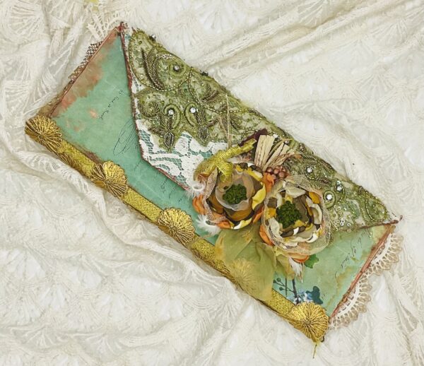 Vintage Bird-Themed Tall Junk Journal with Gold Embroidery Journals Trinketz 3